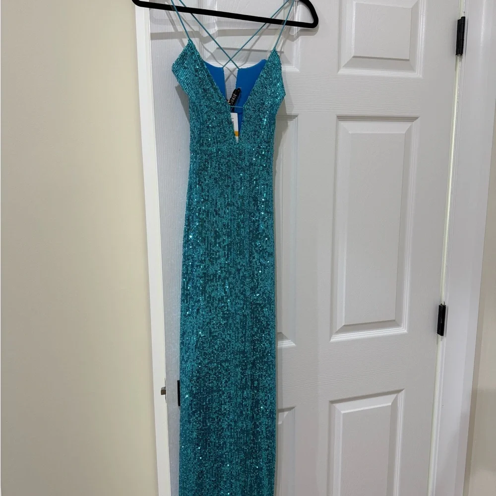 Aqua Turquoise Sequin Dress Size S by NOOKIE - Picture 2 of 5